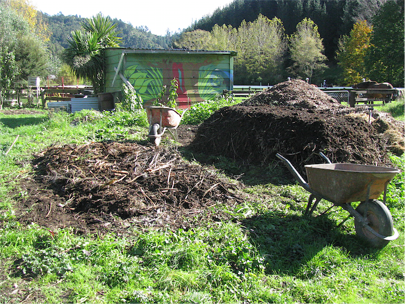 A NEWLY STARTED & A JUST MADE COMPOST HEAP